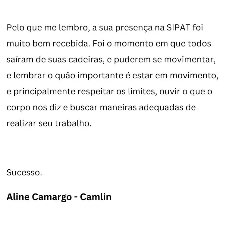 Depoimento Aline Camargo - Camfin